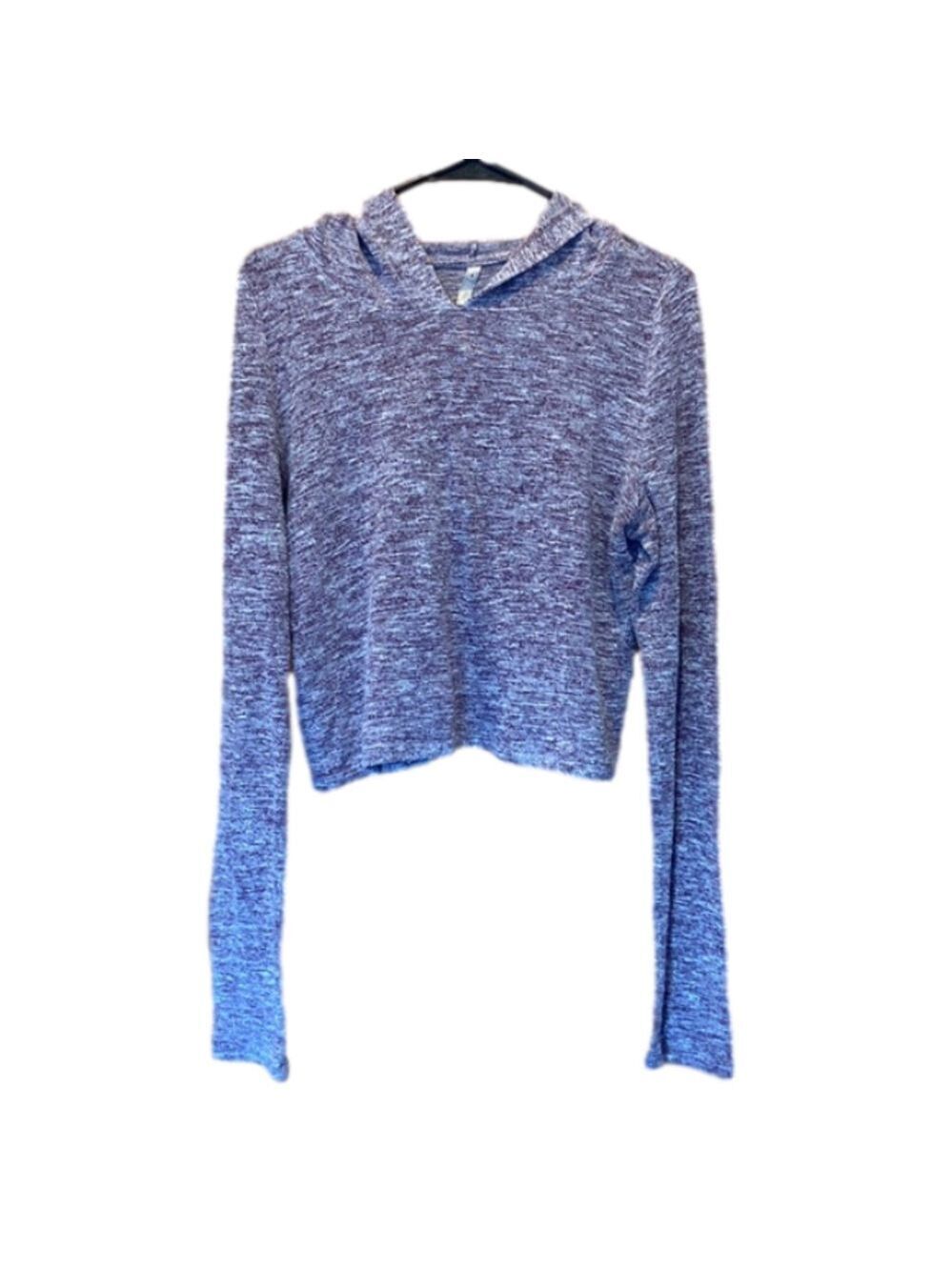 Heathered Purple Light-Weight Long-Sleeve Hooded Top